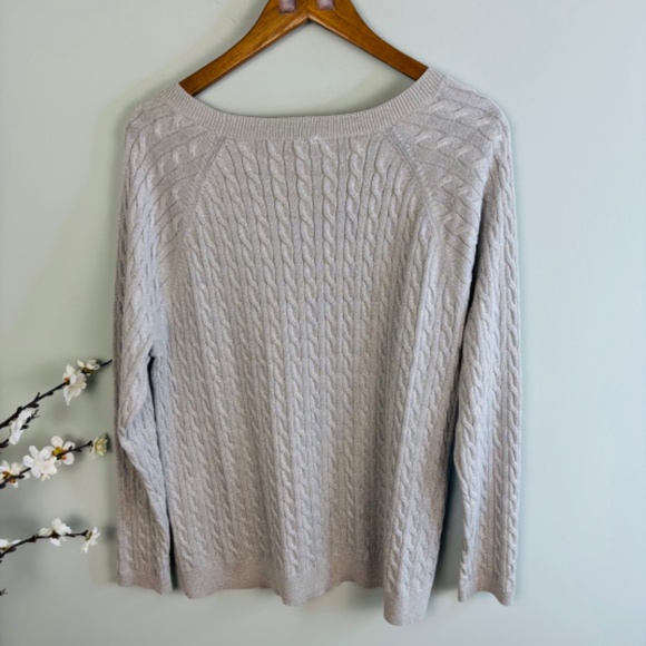 Talbots Woman Metallic Cable Knit Sweater Size 2X - Picture 3 of 3